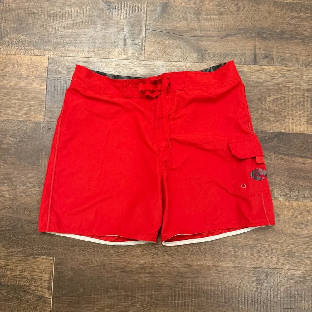 Quiksilver Edition Mens Red Board Shorts Swim Trunks Cargo Pocket Size 36